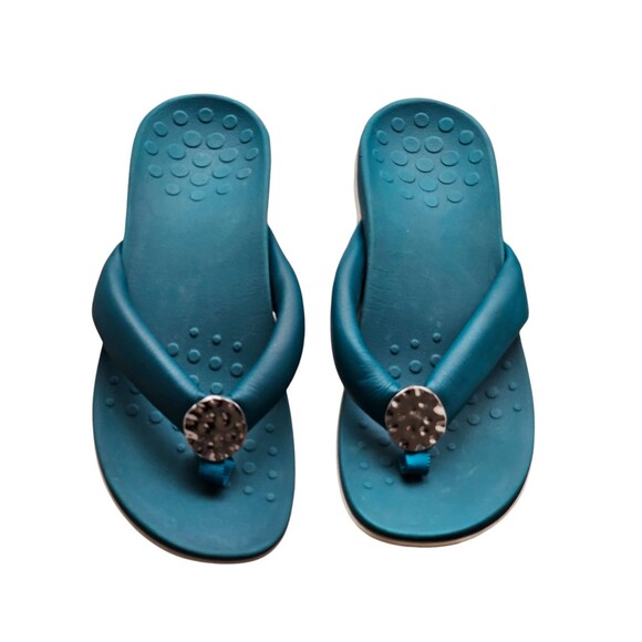 Vionic Womens 9 Lida Thong Post Sandal Arch Support Nile Blue Flip-flops - Picture 1 of 10